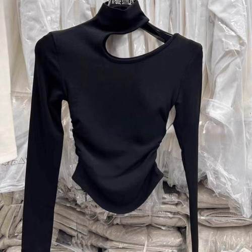 胖mm秋冬镂空高领打底衫