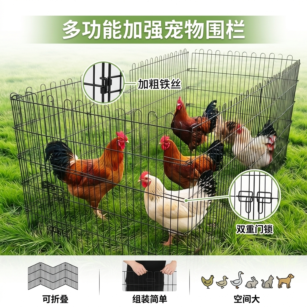 加粗折叠通用宠物围栏室内中小型犬狗笼狗围笼栅栏幼犬训厕鸡围栏