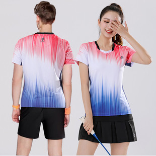 羽毛球服女上衣t恤速干运动短袖男女透气团购印字大码乒乓跑步服