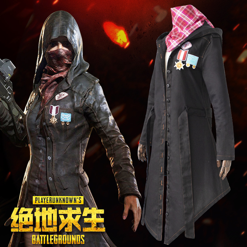 绝地求生COSPLAY服 大逃杀黑色吃鸡服同款男披风现货一件代发