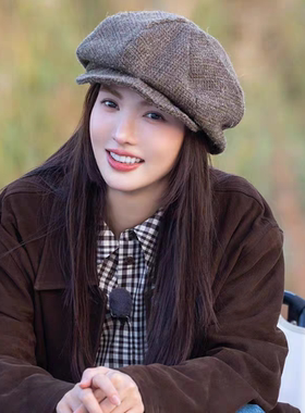 金晨相似款TAM02824羊毛8角鸭舌帽TAM02827 CA4LA格纹云朵帽