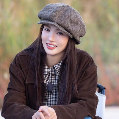 金晨相似款TAM02824羊毛8角鸭舌帽TAM02827 CA4LA格纹云朵帽