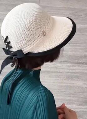 国现Chapeaud.O蝴蝶结防晒251060213 OVERRIDE可水洗宽檐鸭舌草帽