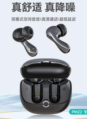 品魅PM22原装蓝牙耳机真无线主动降噪跑步不掉游戏低延时双连技术