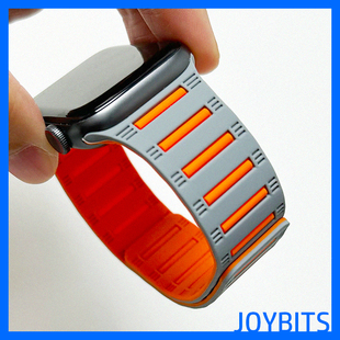 磁吸S10橡硅胶一体表带适用iWatch苹果手表Ultra2运动46防水49mm