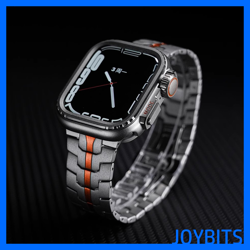 钛合金属S11不锈钢表带适用iWatch苹果手表ultra3蝴蝶扣46/49mm