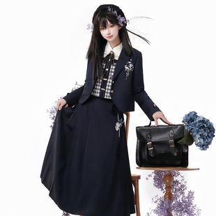 裙子套装 西装 外套女春秋国风学生衬衣lolita减龄学院风毕业新中式