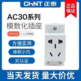 正泰插座模数化导轨插座箱配电AC30 二三插10A电箱插座五孔 10530