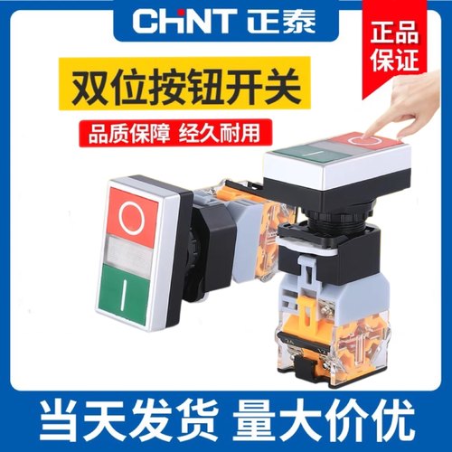 正泰按钮开关带灯双头钮LAY39B(LA38)-11SD 红绿平钮一常开一常闭
