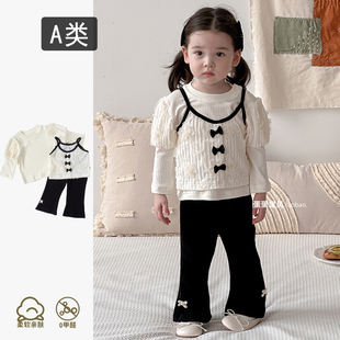 小香风宝宝秋装两件套装婴儿衣服洋气女童阔腿裤子春秋季一岁幼儿