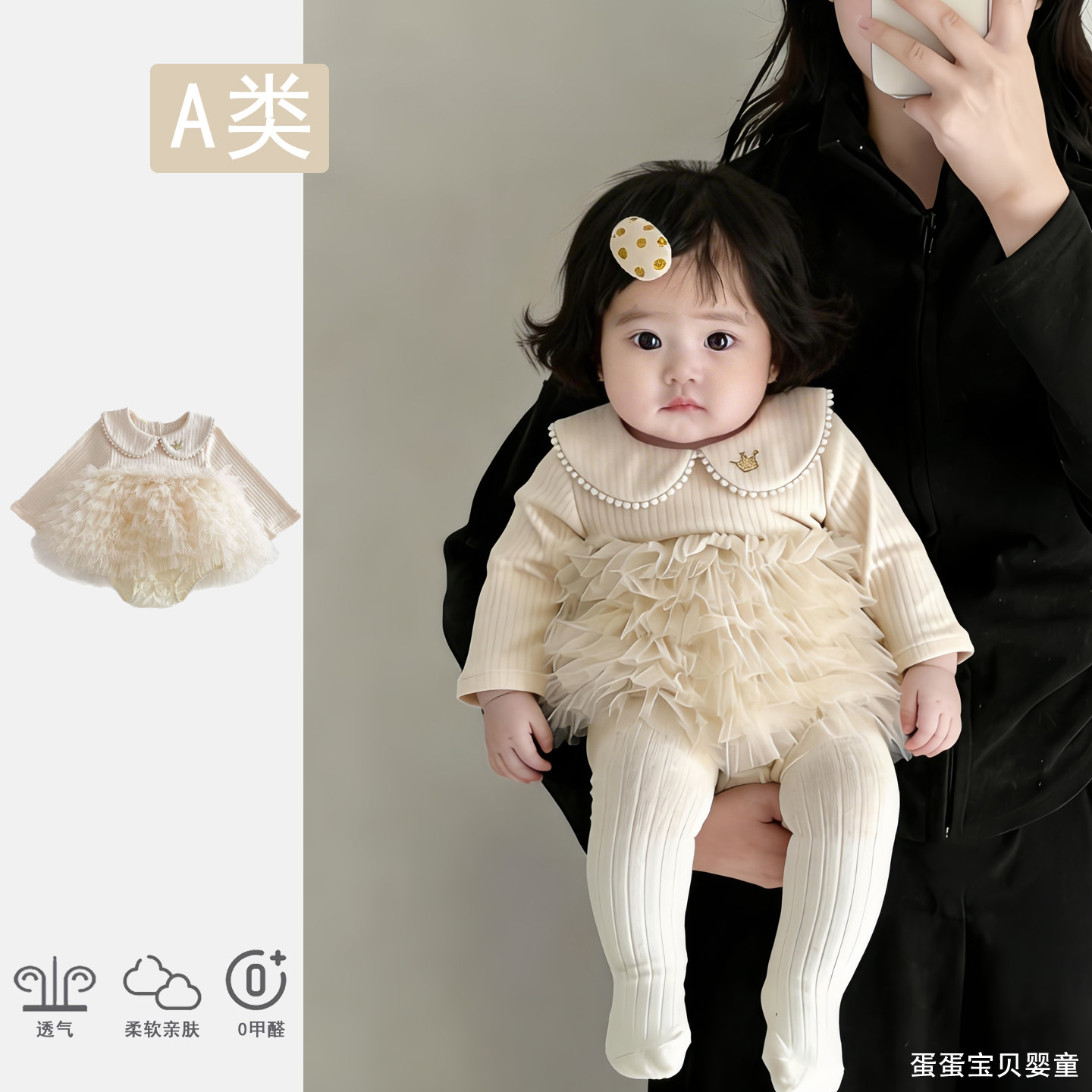婴儿衣服秋季小月龄公主女宝宝秋装连体包屁裙子满月百天周岁礼服图片