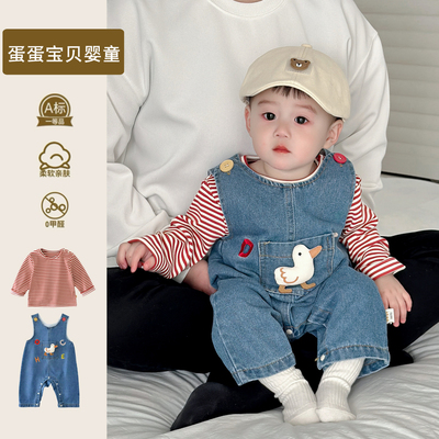 2025春季春款宝宝春装牛仔背带裤婴儿衣服一岁套超萌洋气外出幼儿