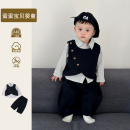 周岁礼服生日宴婴儿衣服冬装 三件套装 小童西装 帅气洋气男宝宝秋装