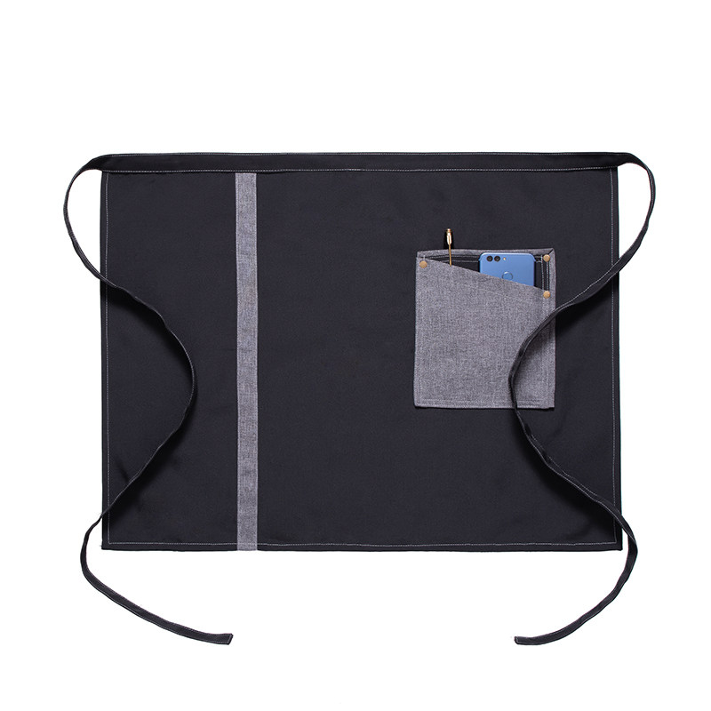 牛仔帆布短款小围裙快餐饮服务员饭店洗碗工防水半身围腰男女定制