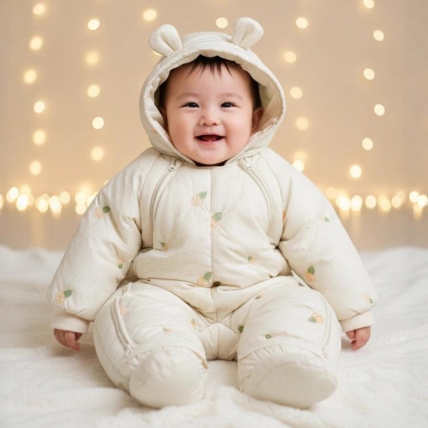 婴儿羽绒服连体衣抱冬季衣服宝宝加厚外出服新生儿包脚白鸭绒外套