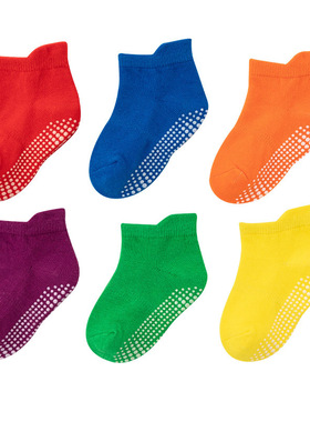 【6双装】亚马逊KID'S SOCKS幼儿纯色儿童袜子船袜春夏童袜宝宝袜