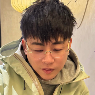 胡彦斌同款牛角白色纯钛商务眼镜框架无框高档光学近视眼镜框架