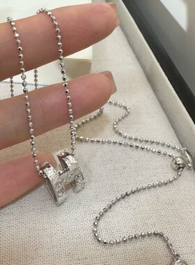 S925纯银女时尚个性H字母戒指
