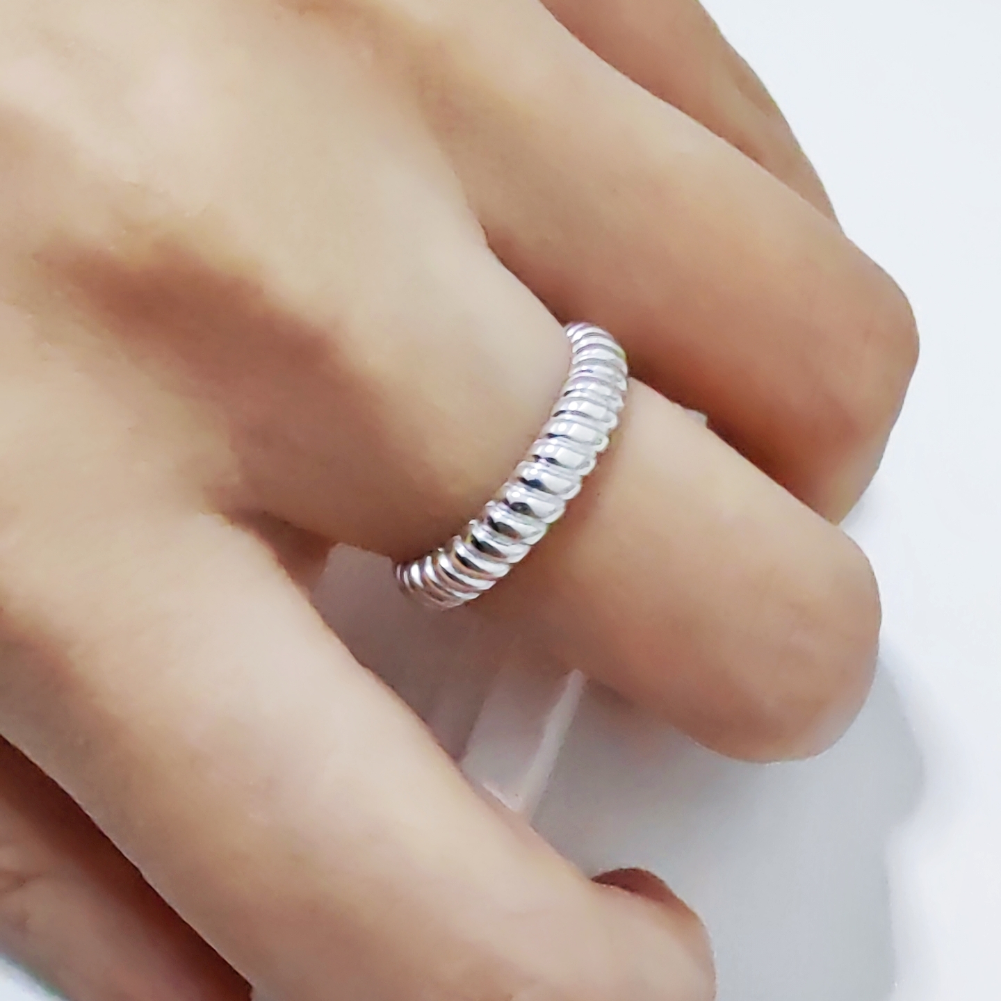 S925纯银实心女素圈光面戒指