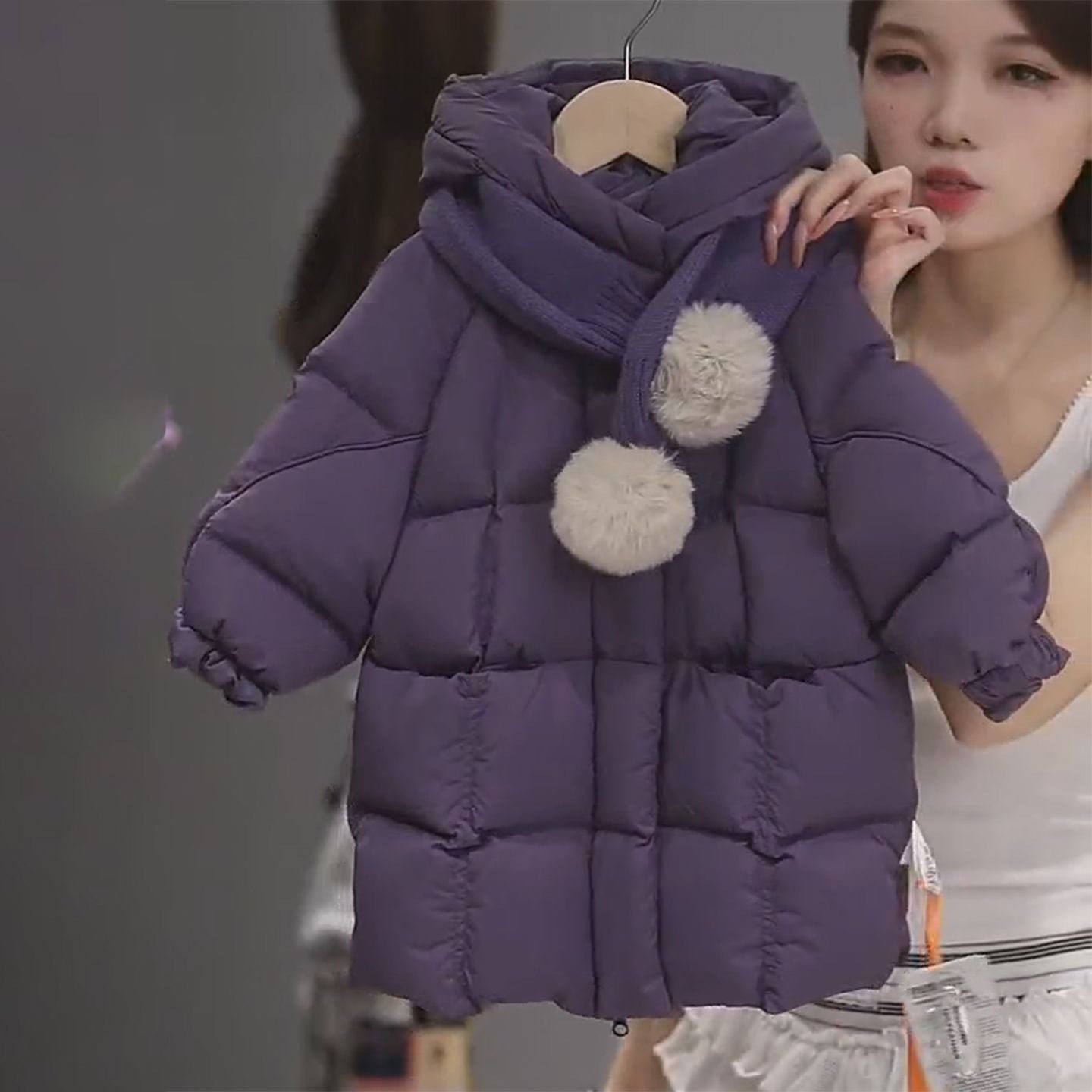 女童羽绒棉服冬装中长款2025棉袄/棉服