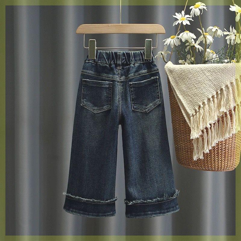 女童牛仔裤春秋季新款童装小孩子宽松直筒休闲裤儿童时髦阔腿裤子