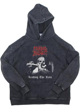 morbid angel 美式新款做旧复古连帽水洗卫衣高街vintage帽衫