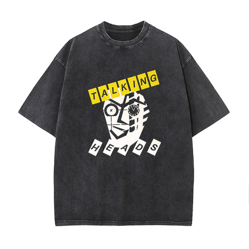 纯棉水洗做旧复古短袖T恤