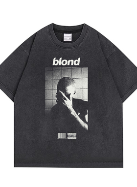 奥申Frank Ocean短袖说唱歌手嘻哈Blond纯棉美式宽松高街男女T恤