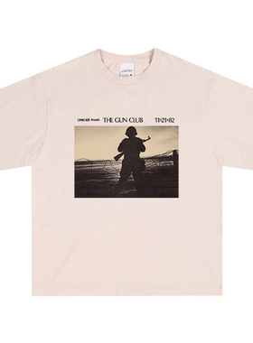 the gun club 枪械俱乐部 美式宽松纯棉圆领短袖T恤新款白色半袖