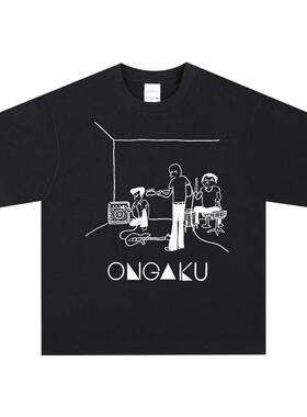 2024秋冬新款男女同款黑色连帽卫衣宽松休闲百搭上衣摇滚乐队音乐