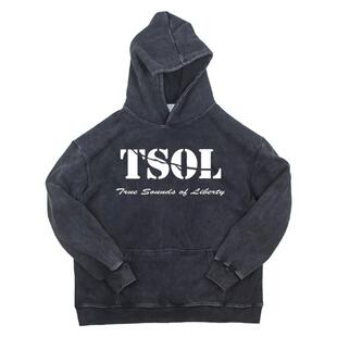 TSOL 乐队纯棉宽松水洗做旧复古新款重磅连帽卫衣口袋帽衫衣服