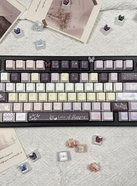 ins风蝴蝶印记主题原厂高度键帽PBT五面热升华适配机械键盘帽磁轴