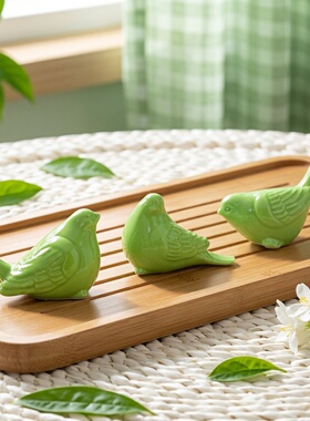 简约现代轻奢陶瓷绿色小鸟摆件