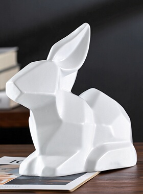抽象动物兔子雕塑样板间几何折纸