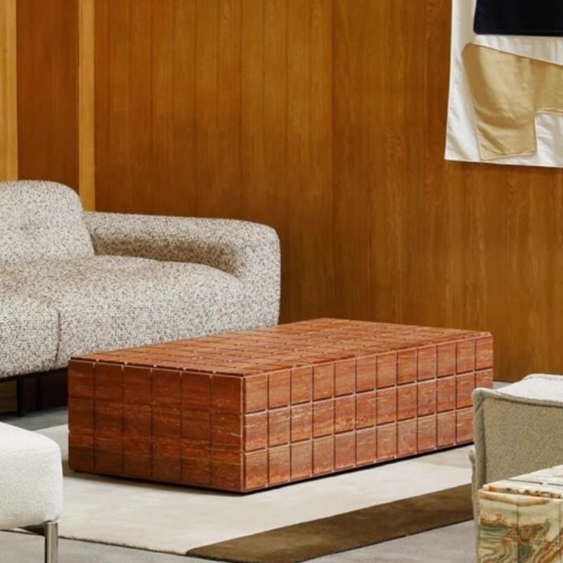 北欧极简天然大理石茶几咖啡桌高级感客厅创意轻奢简约洞石边几