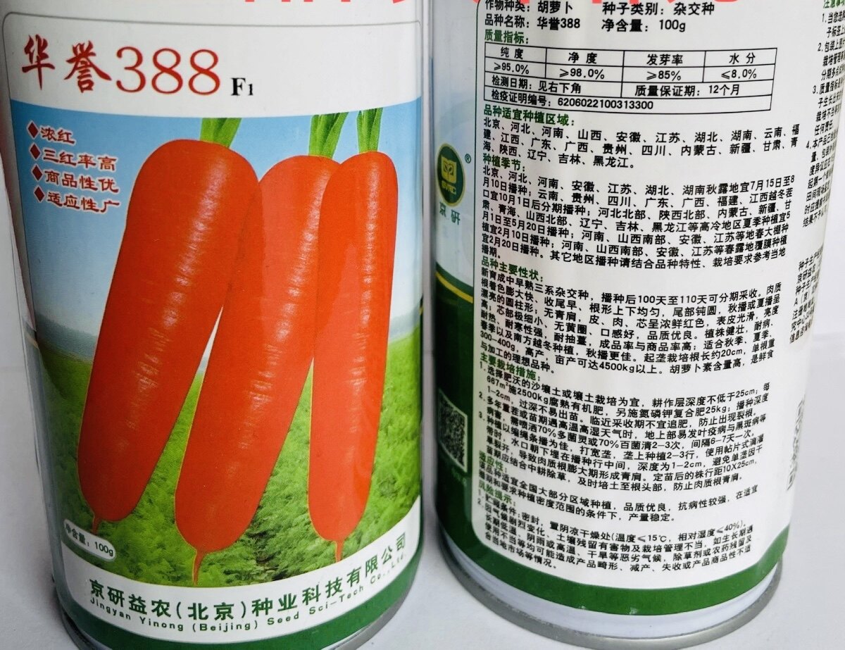 华誉388早熟三红根茎胡萝卜种子高产耐热耐寒生吃口感脆甜京研