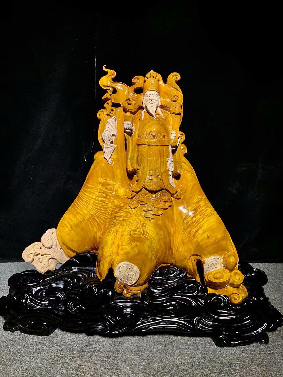 金丝复古怀旧雕财神爷小叶桢楠关公人物动物工艺品根雕摆件包邮