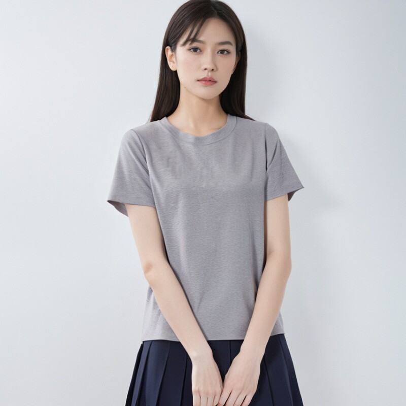 纯色修身短袖t恤女夏纯棉圆领打底衫学生夏季百搭简约潮流上衣T恤