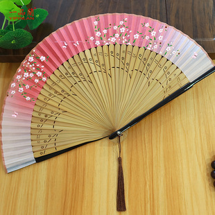 一品兰新中式 汉服旗袍走秀舞蹈古风折扇夏 易开合古风折叠扇子女式