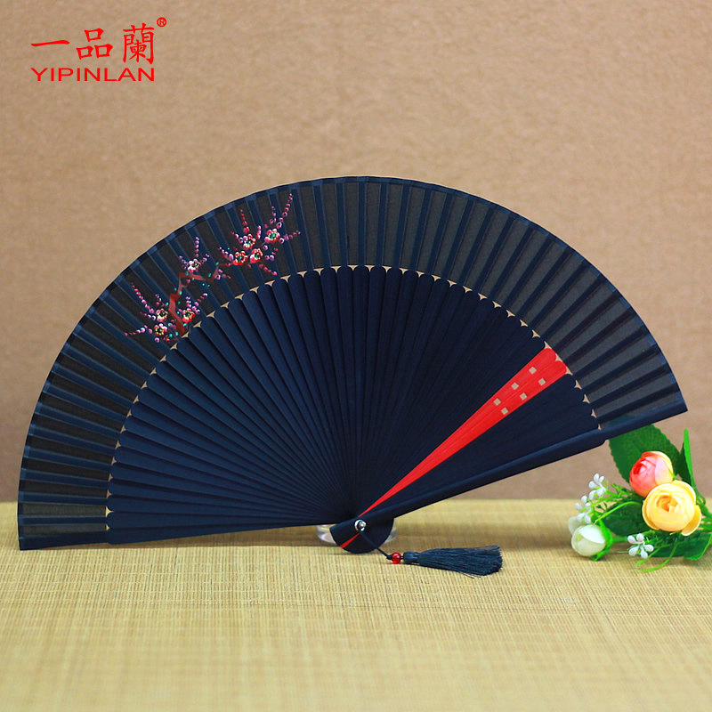 中国风扇子古风折扇丝绸手工折叠扇日式女式随身复古汉服竹扇绘画