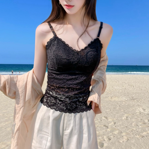 美背吊带网红爆款蕾丝内搭带胸垫