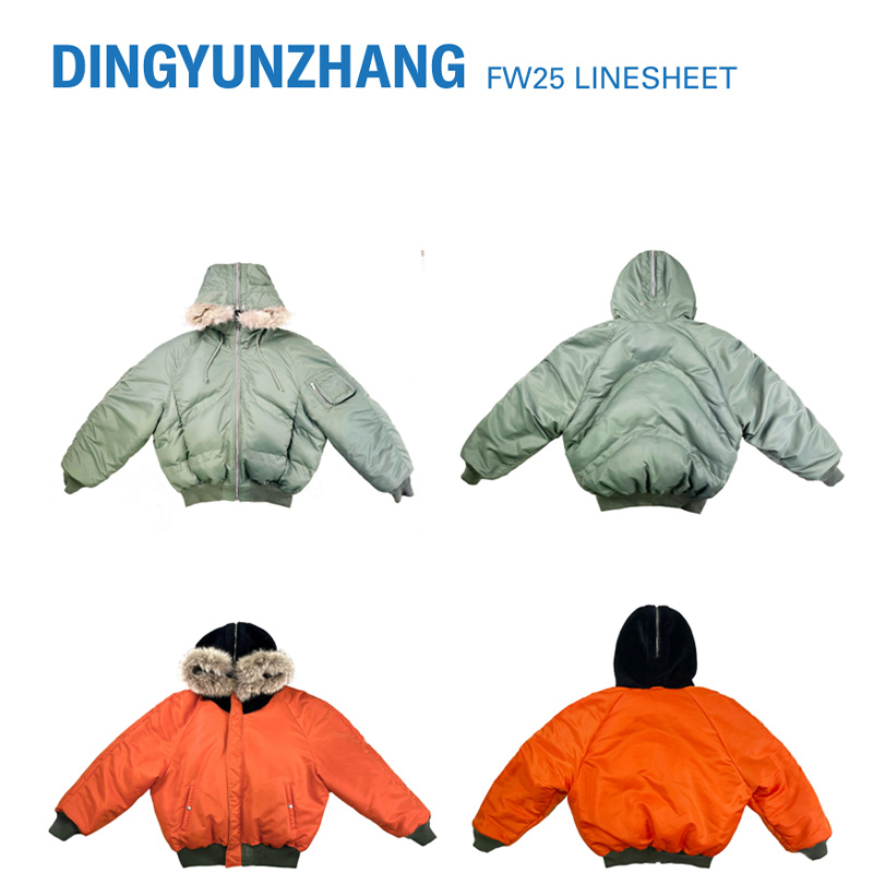 DINGYUNZHANG 25FW 双面穿毛领飞行员夹克厚款棉服外套