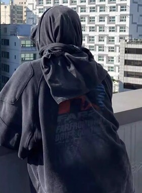 折扣Far archive 23FW F星刺绣logo轮胎印花水洗做旧贴布重磅卫衣