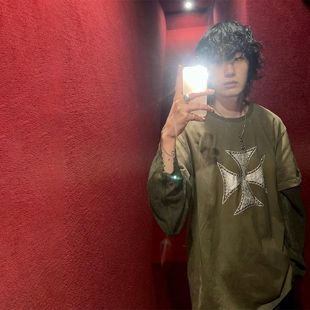 十字架金属铆钉泡沫立体印刷短袖 Thug Chopperlcon 25SS T恤 Club