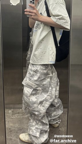FARARCHIVEvibe白迷彩工装长裤