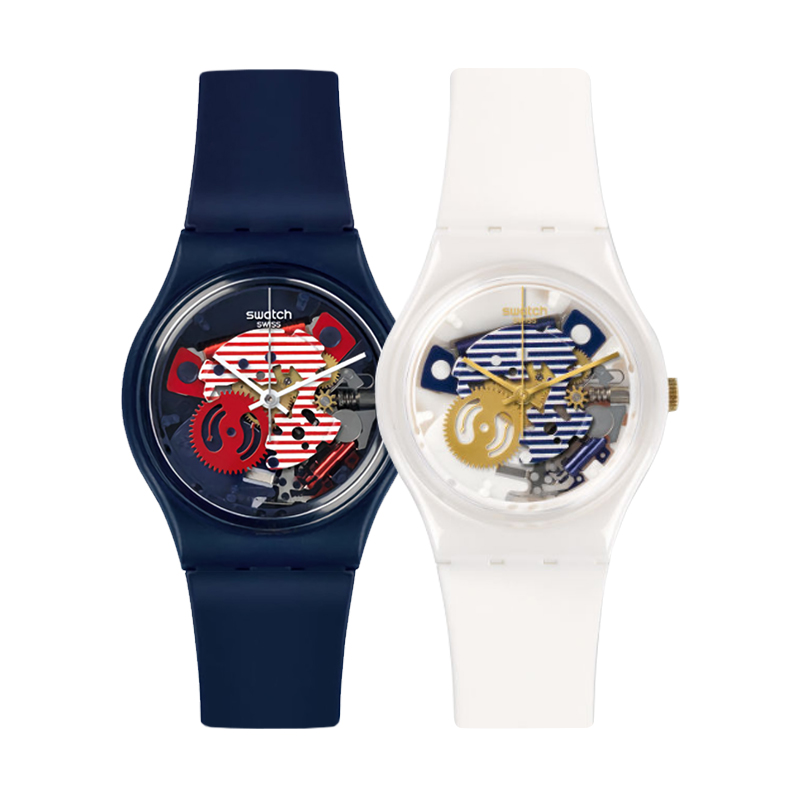 Swatch/斯沃琪手表 專柜正品炫彩透視石英男女表湛藍港灣GN239