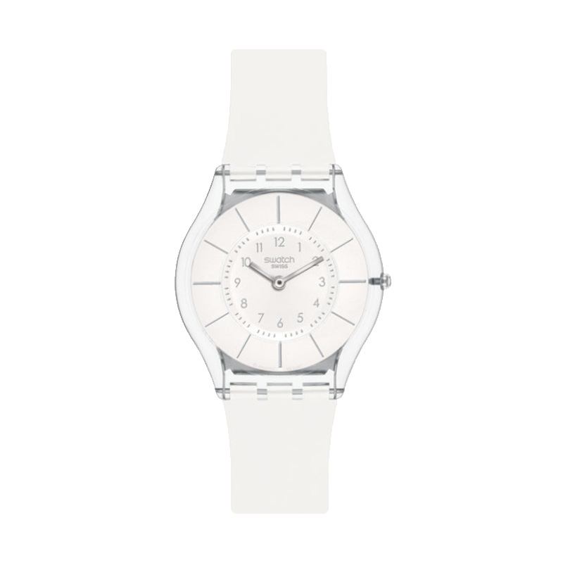 Swatch/斯沃琪手表 SKIN系列超薄防水學生石英女表蟬翼白SFK360