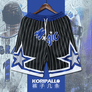 篮球运动短裤麦迪同款篮网魔术队复古刺绣球裤美式训练裤男宽松潮