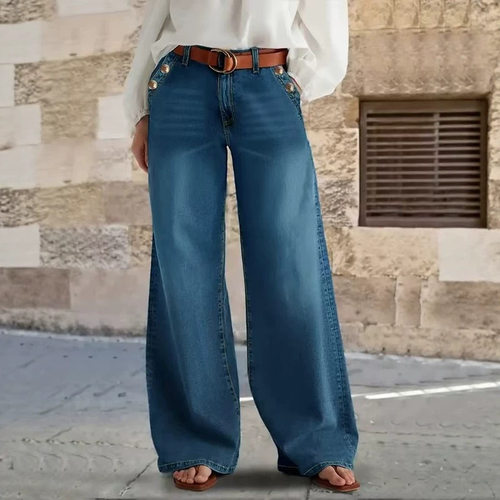 women loose jeans pants ladies 2026女士直筒牛仔长裤弹力复古