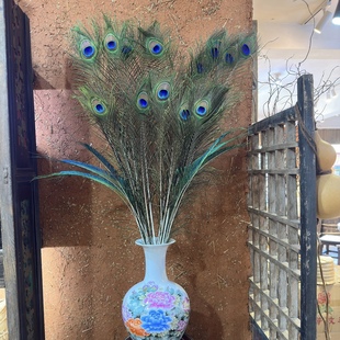 9支天然大眼睛真孔雀羽毛家居装饰插花瓶摆件DIY孔雀翎尾寓意吉祥